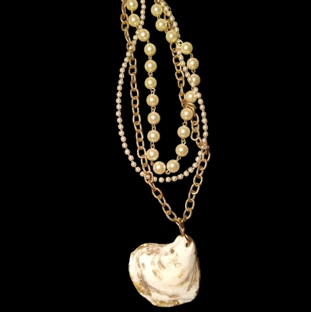 Gold Dipped Shell & Pearl Necklace